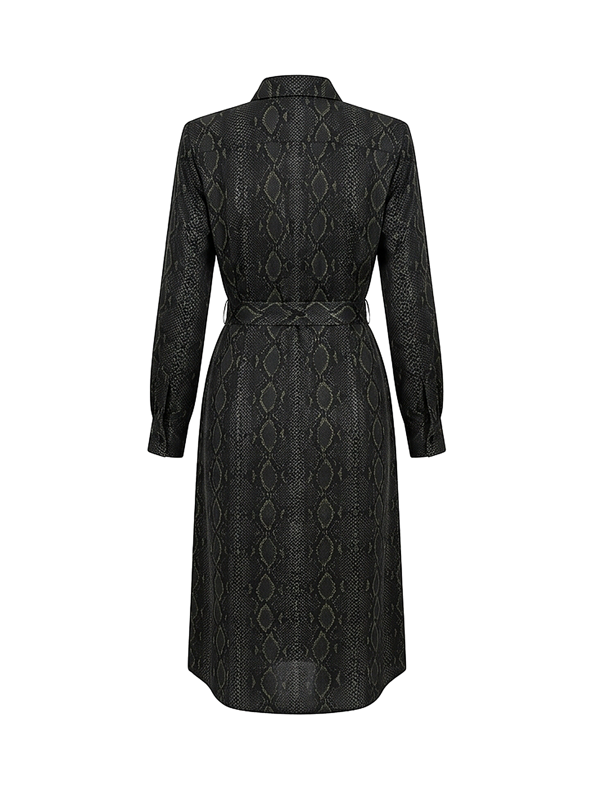 Zyliachic Tencel/Lyocell Collared Shirt Dress with Detachable Belt for Workdays - Black Back