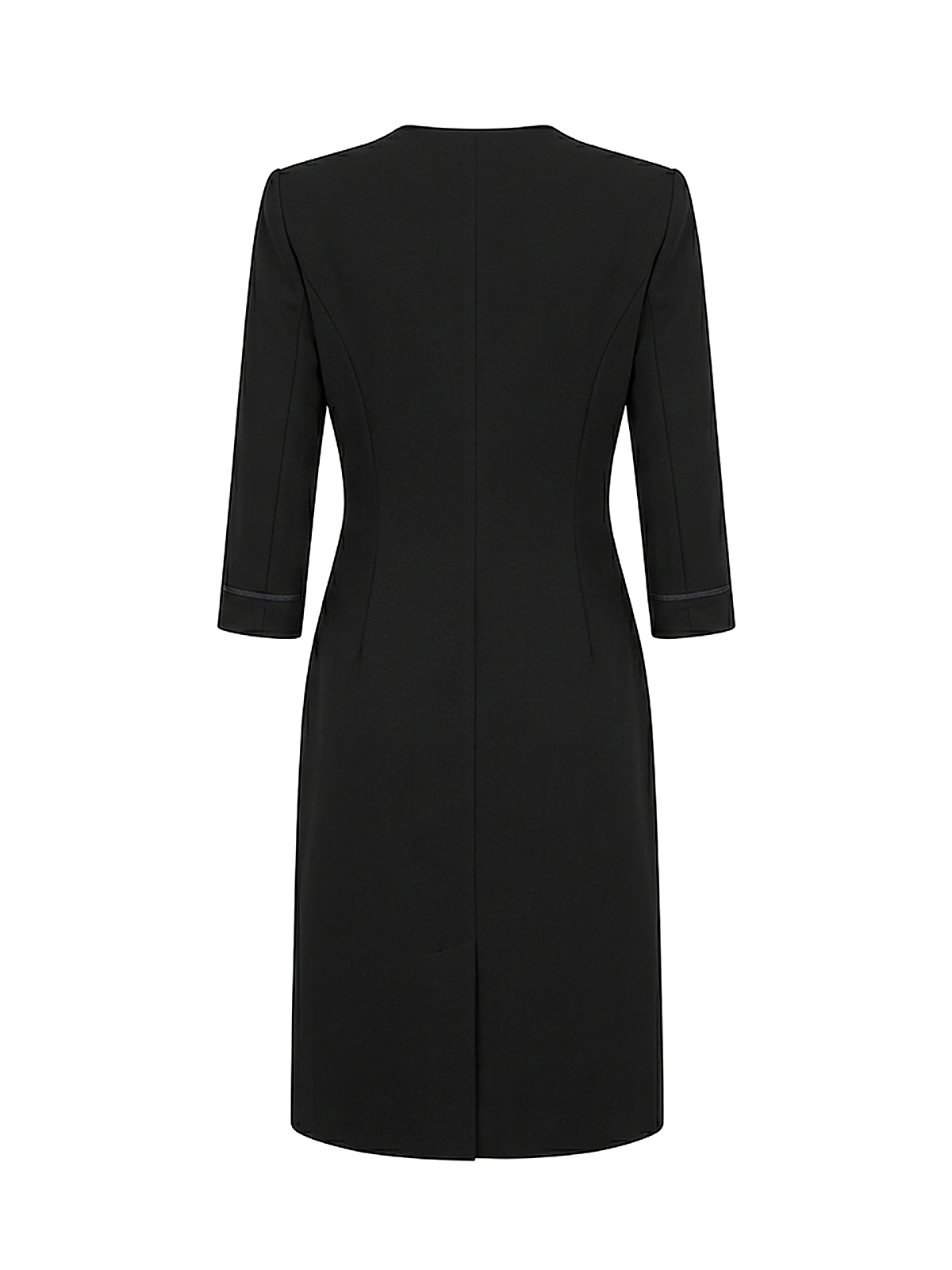 Zyliachic Ponte V-Neck Blazer Dress with 3/4 Sleeves — Sophisticated Office Style - Black Back