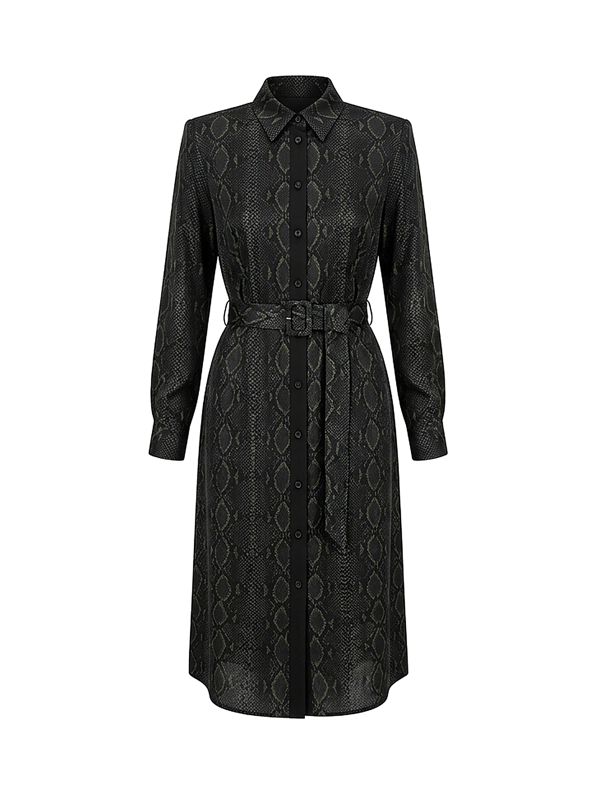 Zyliachic Tencel/Lyocell Collared Shirt Dress with Detachable Belt for Workdays - Black