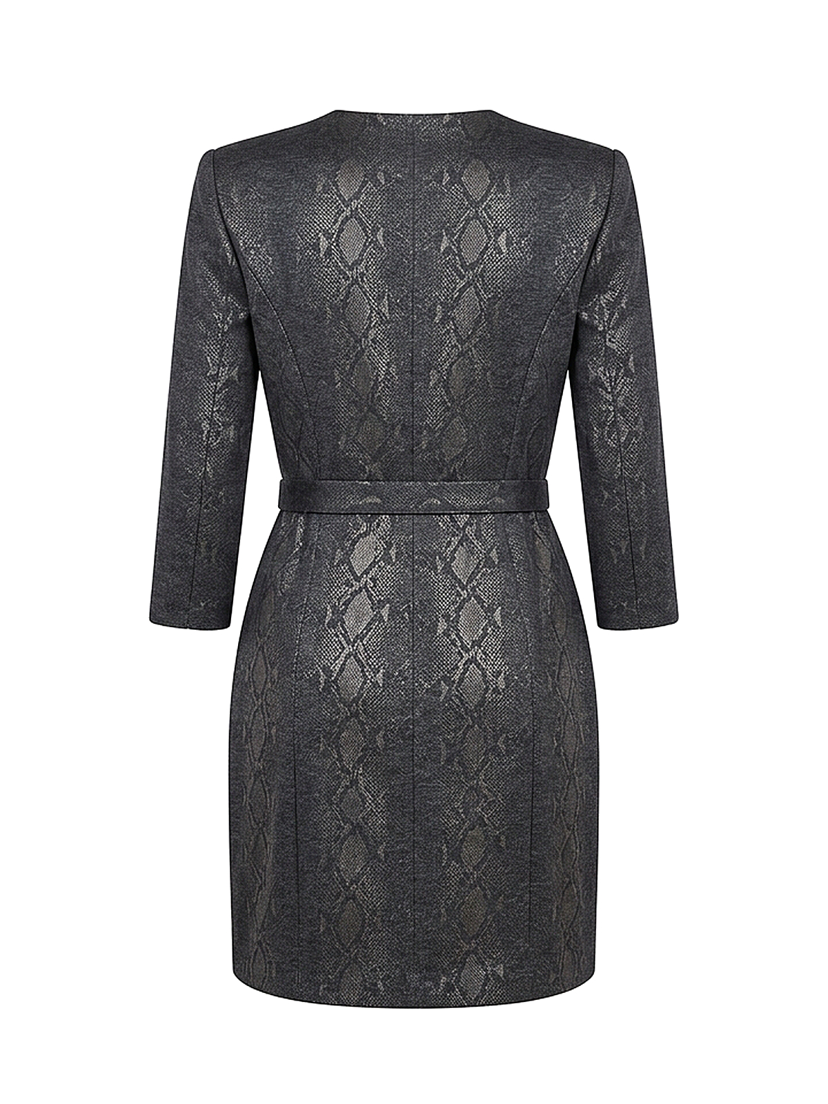 Zyliachic Ponte V-Neck Blazer Dress with Animal Print for Work Elegance - DarkHeather Back