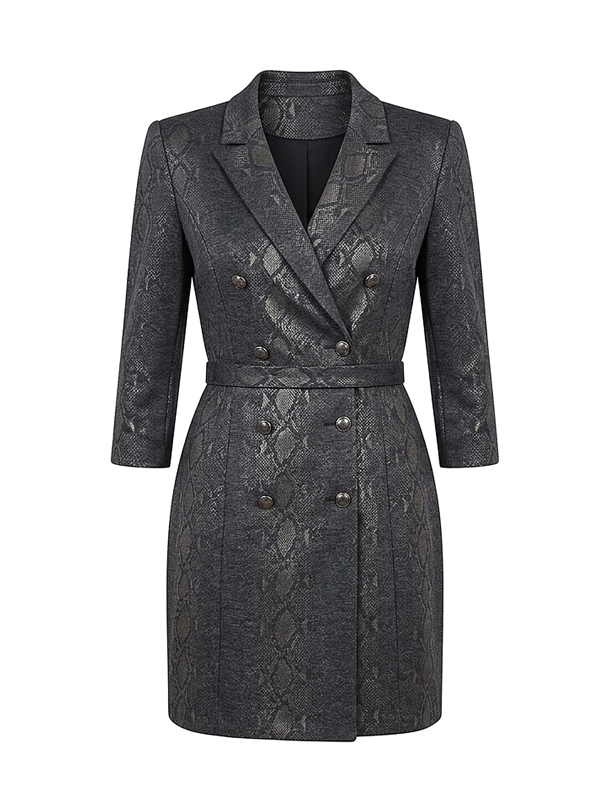 Zyliachic Ponte V-Neck Blazer Dress with Animal Print for Work Elegance - DarkHeather