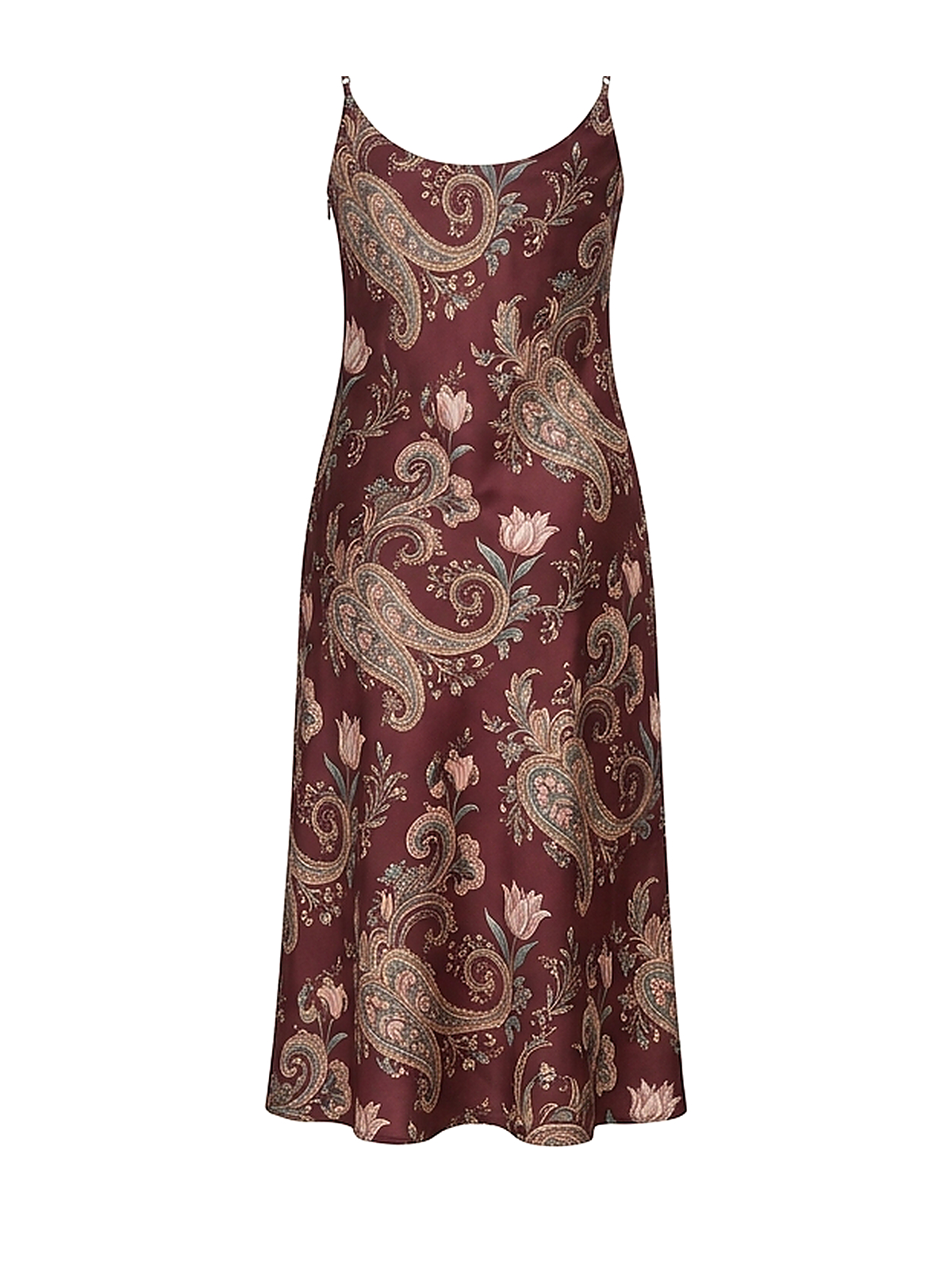 Zyliachic Matte Satin Cowl Neck Slip Dress for the Modern Office - Maroon Back