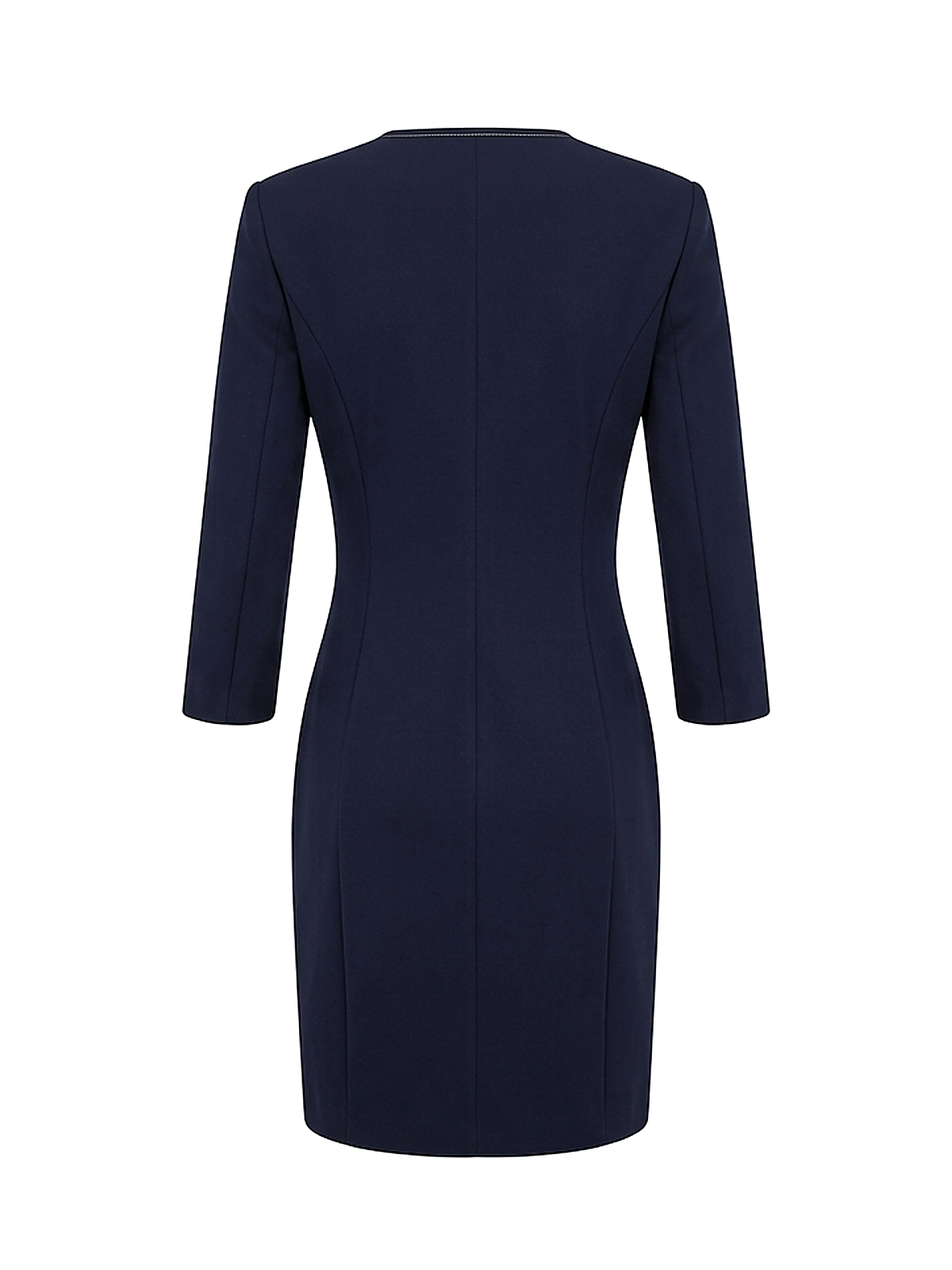 Zyliachic Ponte V-Neck Blazer Dress with Button Front Closure — Office Chic - Navy Back