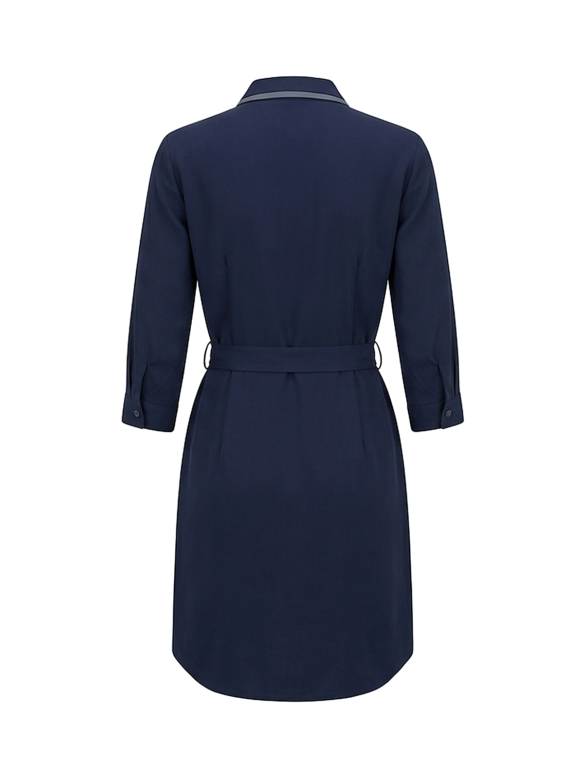 Zyliachic Tencel/Lyocell Collared Shirt Dress with Button Front — Office Elegance - Navy Back