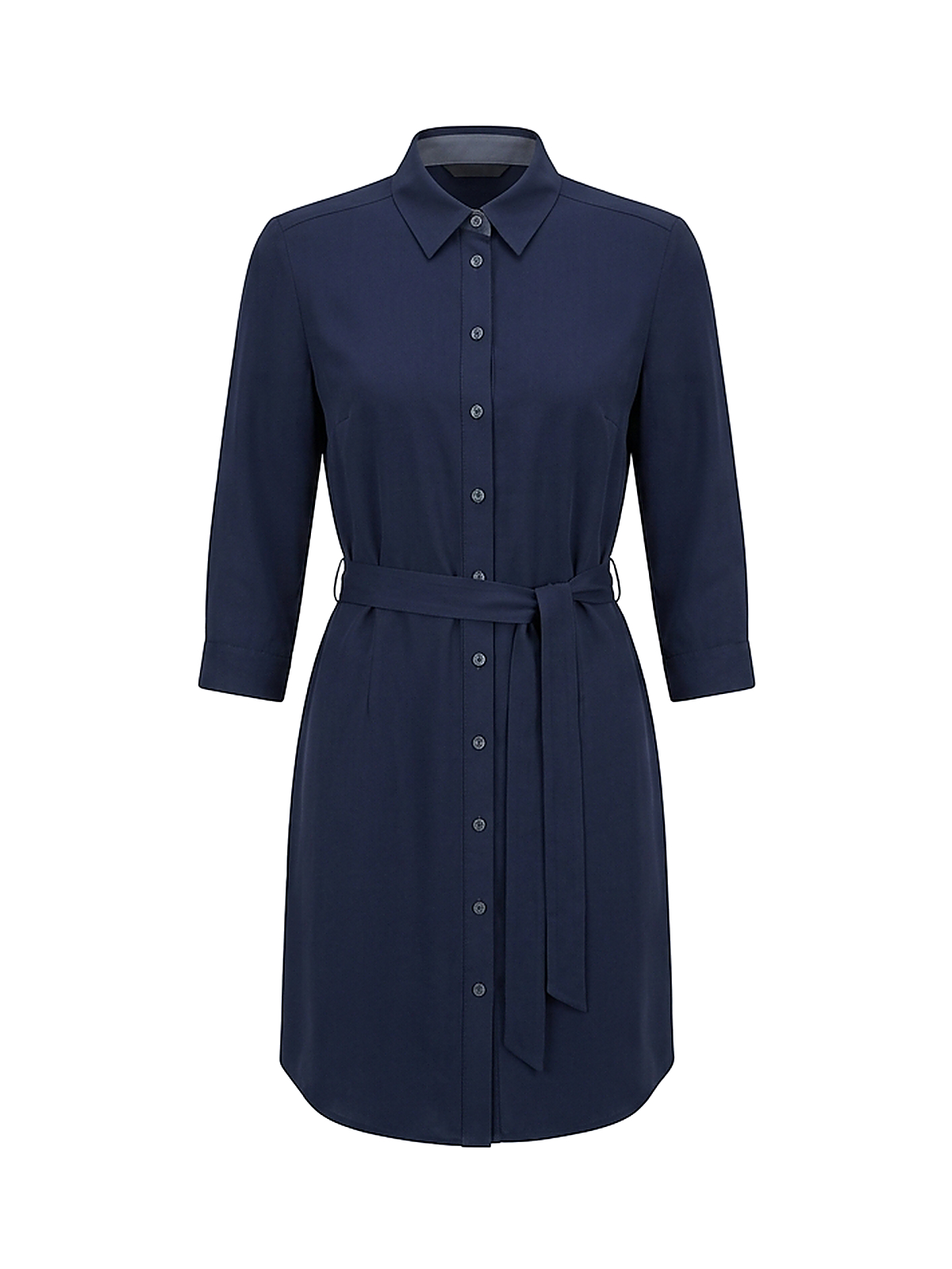 Zyliachic Tencel/Lyocell Collared Shirt Dress with Button Front — Office Elegance - Navy