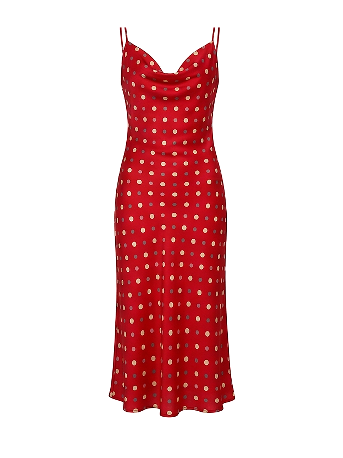 Zyliachic Charmeuse Cowl Neck Slip Dress for the Modern Office - Red