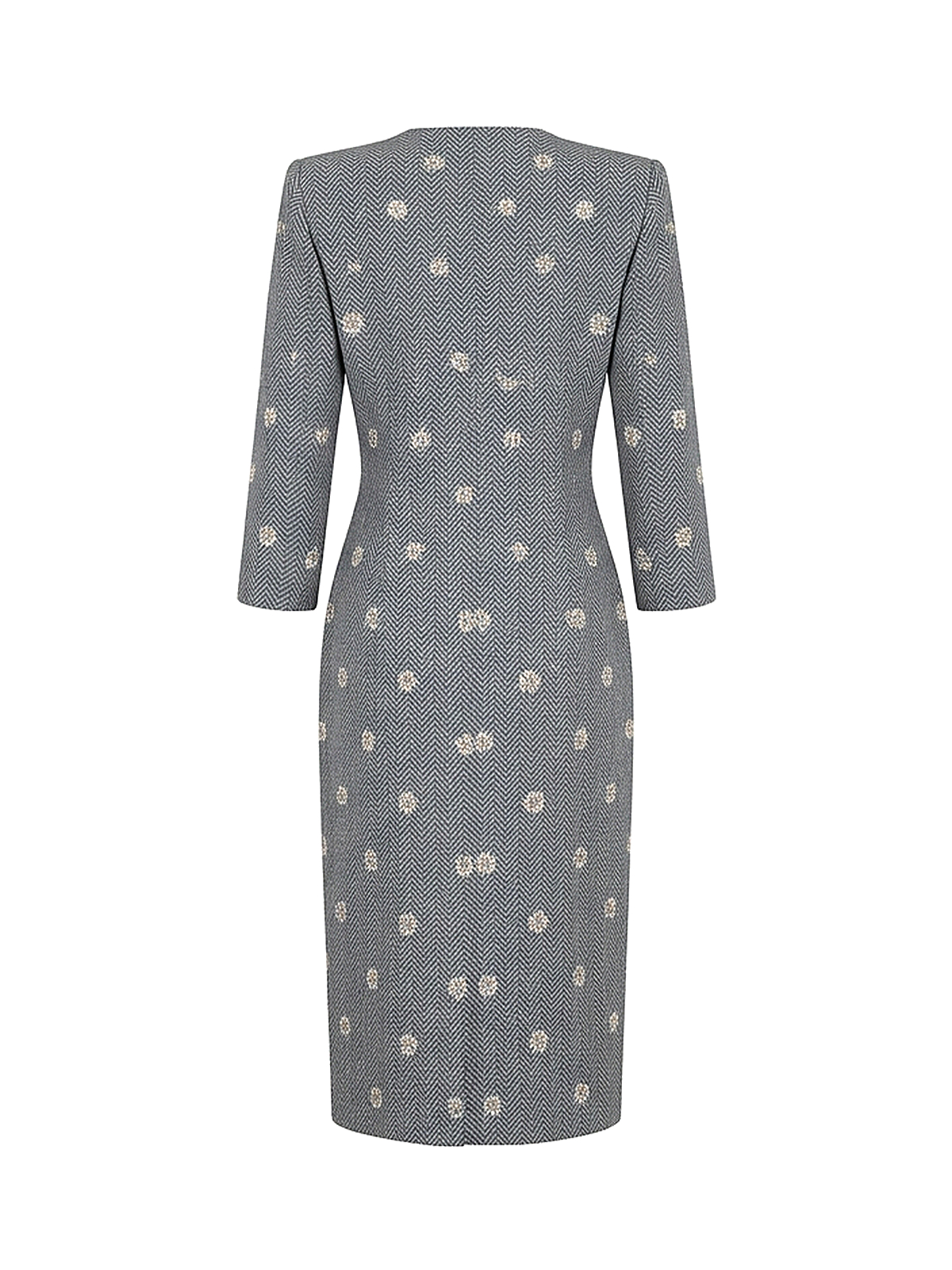 Zyliachic Soft Crepe V-Neck Blazer Dress with Tailored Fit for Office Chic - SportGrey Back