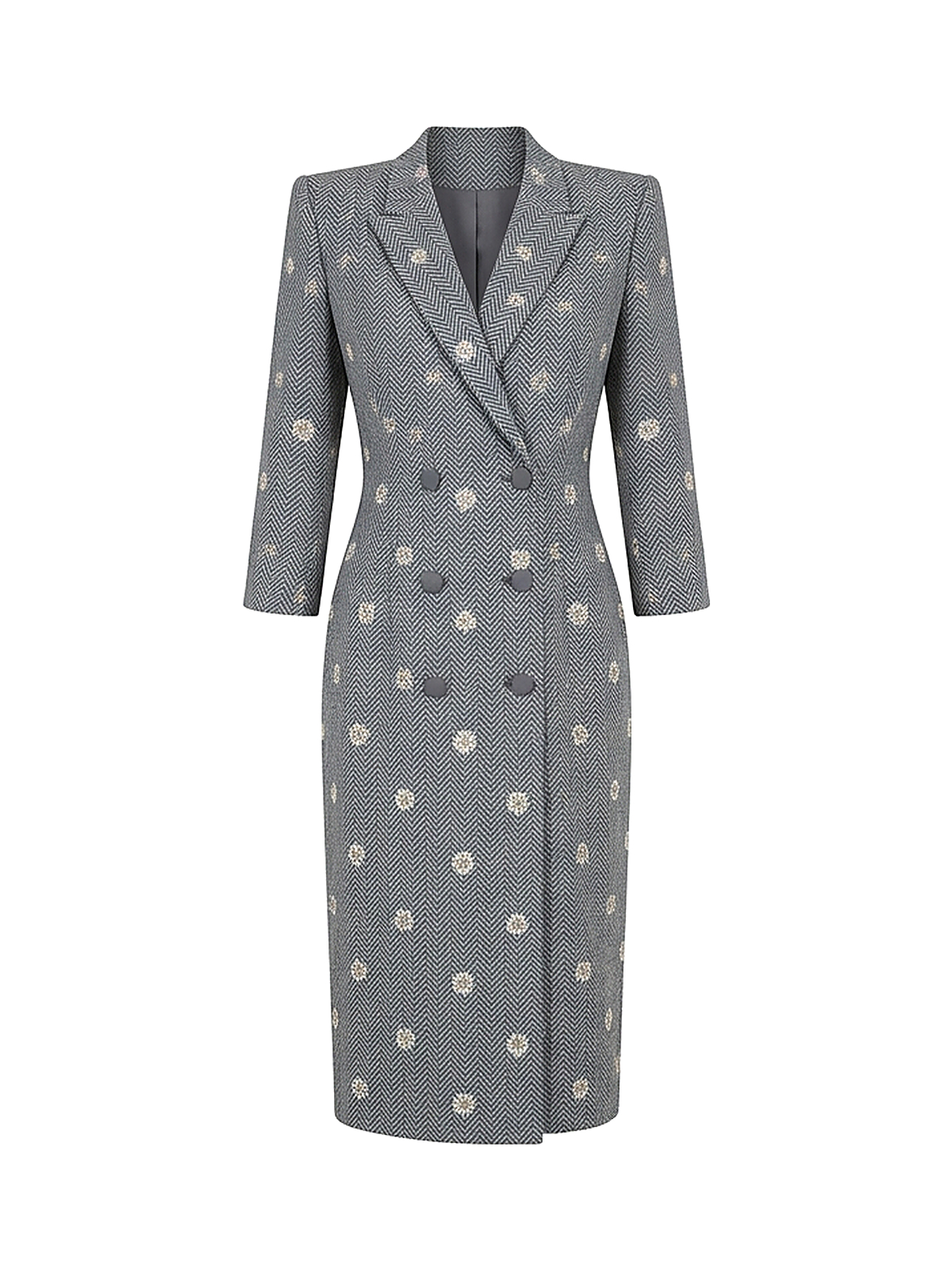 Zyliachic Soft Crepe V-Neck Blazer Dress with Tailored Fit for Office Chic - SportGrey