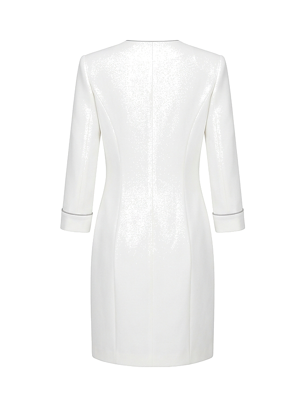 Zyliachic Crepe V-Neck Blazer Dress with Structured Silhouette for Work - White Back