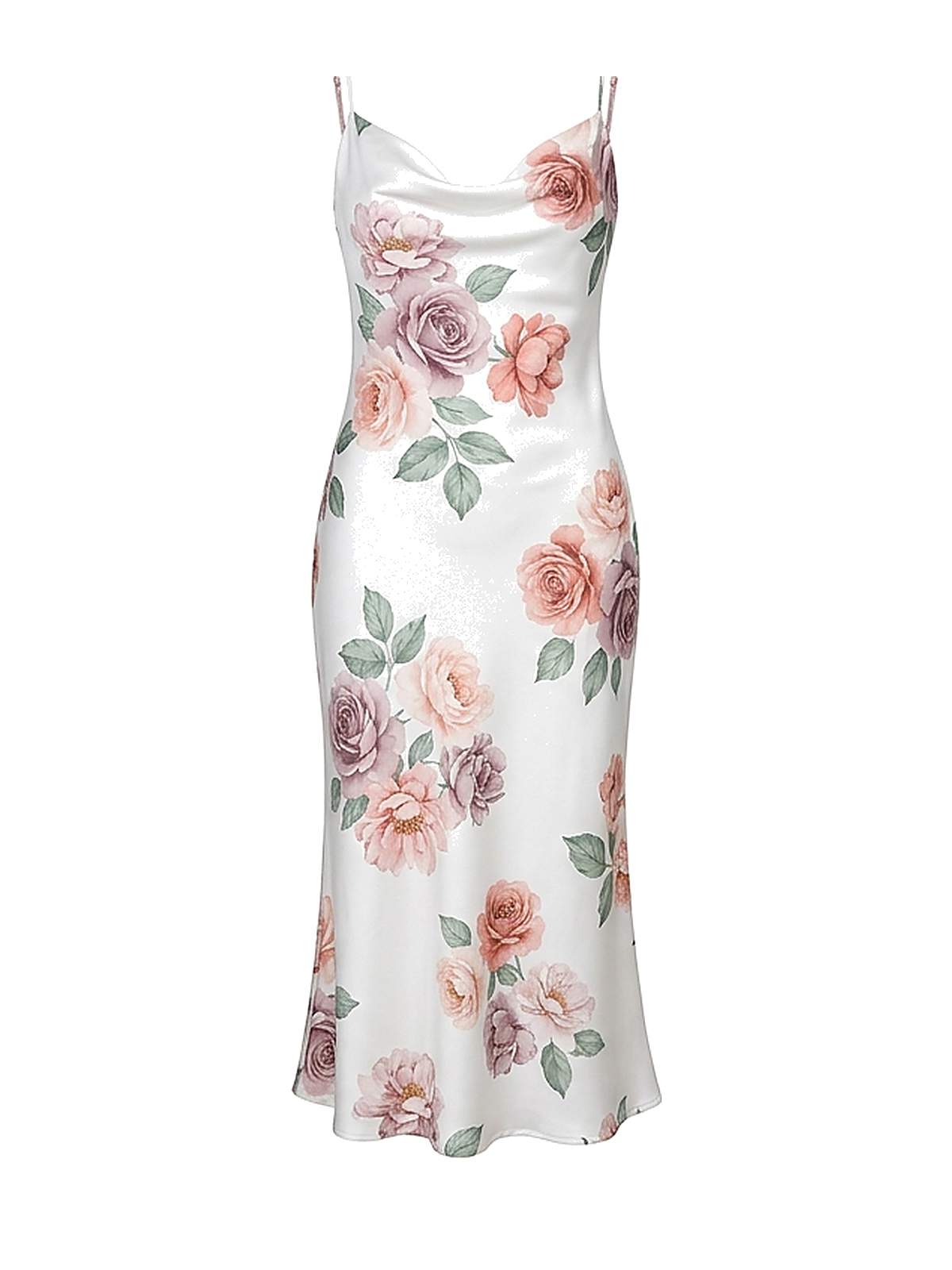 Zyliachic Matte Satin Cowl Neck Slip Dress for Effortless Office Style - White
