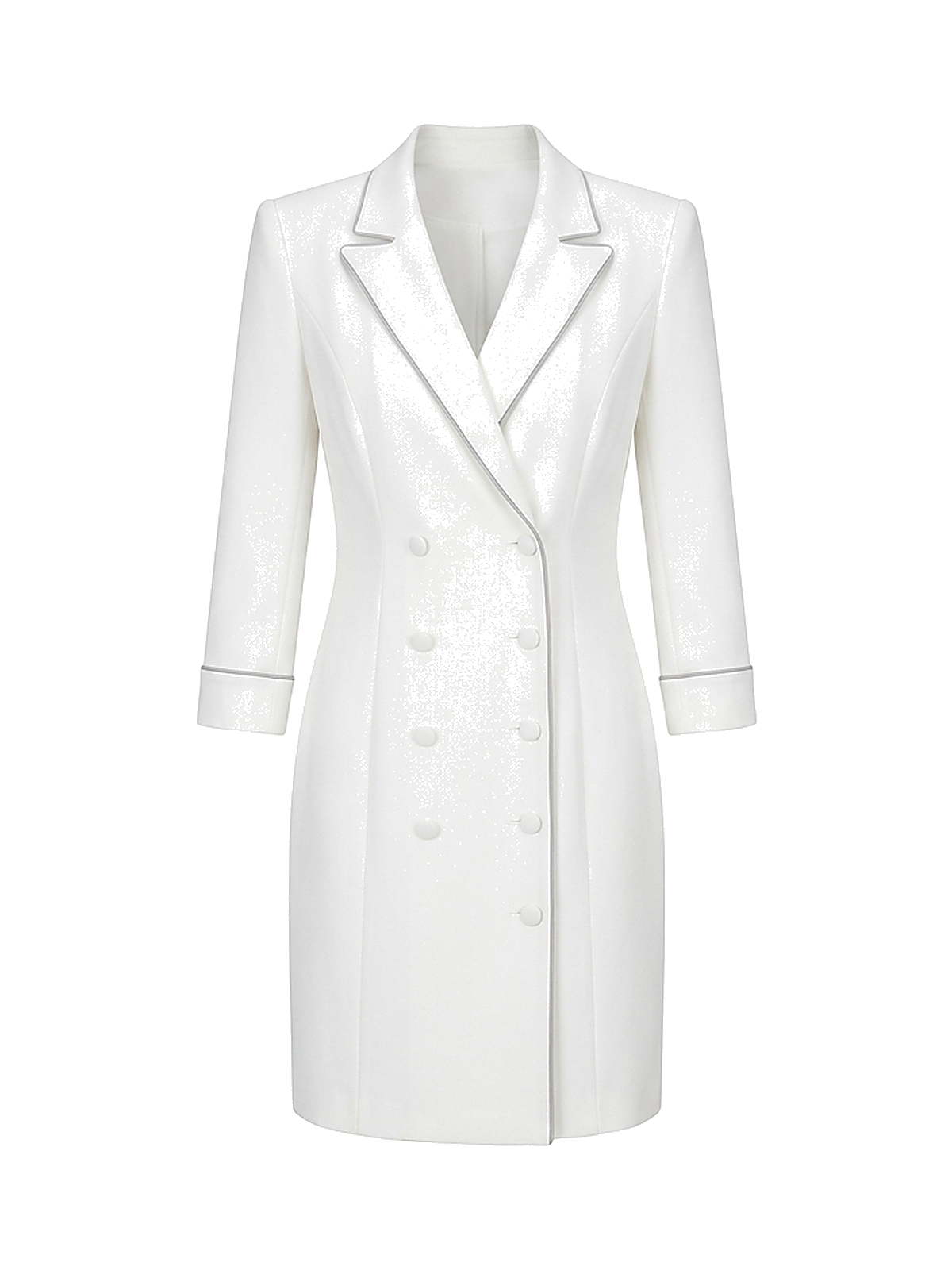 Zyliachic Crepe V-Neck Blazer Dress with Structured Silhouette for Work - White
